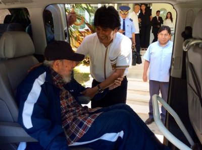 Fidel y Nicolás Maduro visitan sorpresivamente a Evo Morales